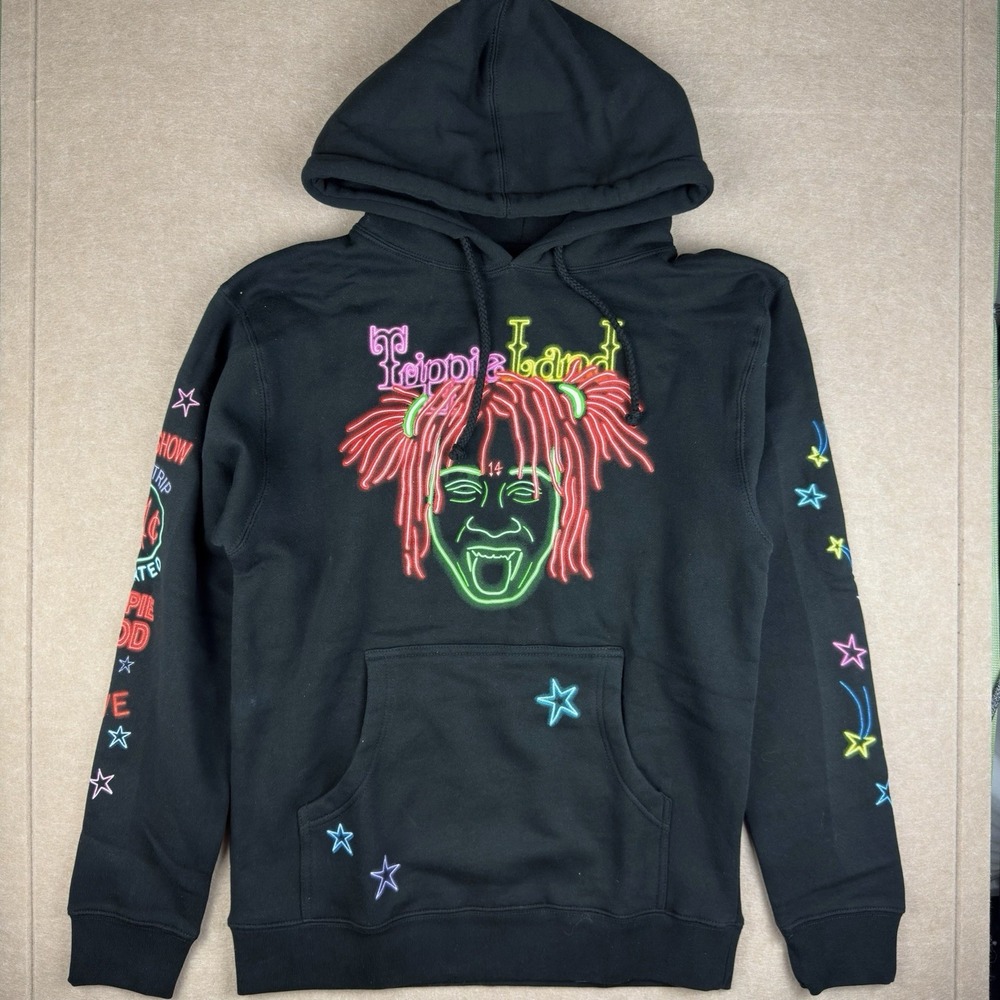 Trippie Redd Hoodie Men S Black Neon Embroidered Graphic‎ Tour Streetwear Rap